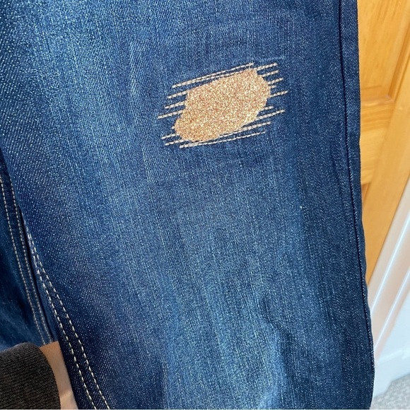 Jordache Girls Overall Gold Patch Blue Size XL (14/16) - Picture 7 of 14